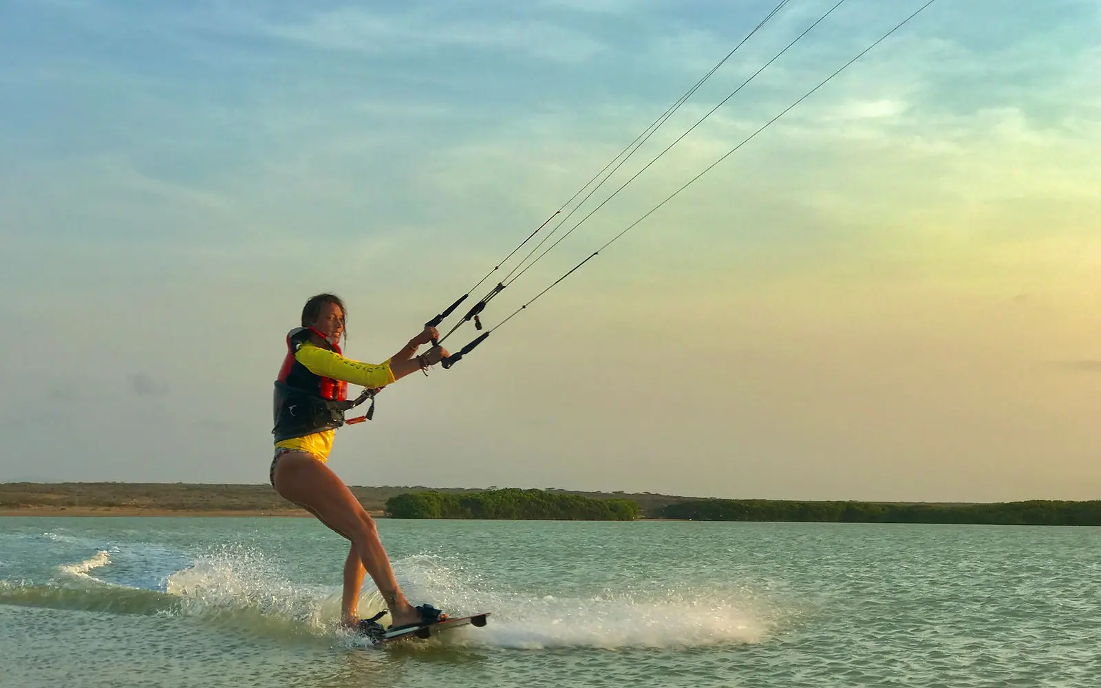 KiteAdventure student riding in the warm water of Mayapo