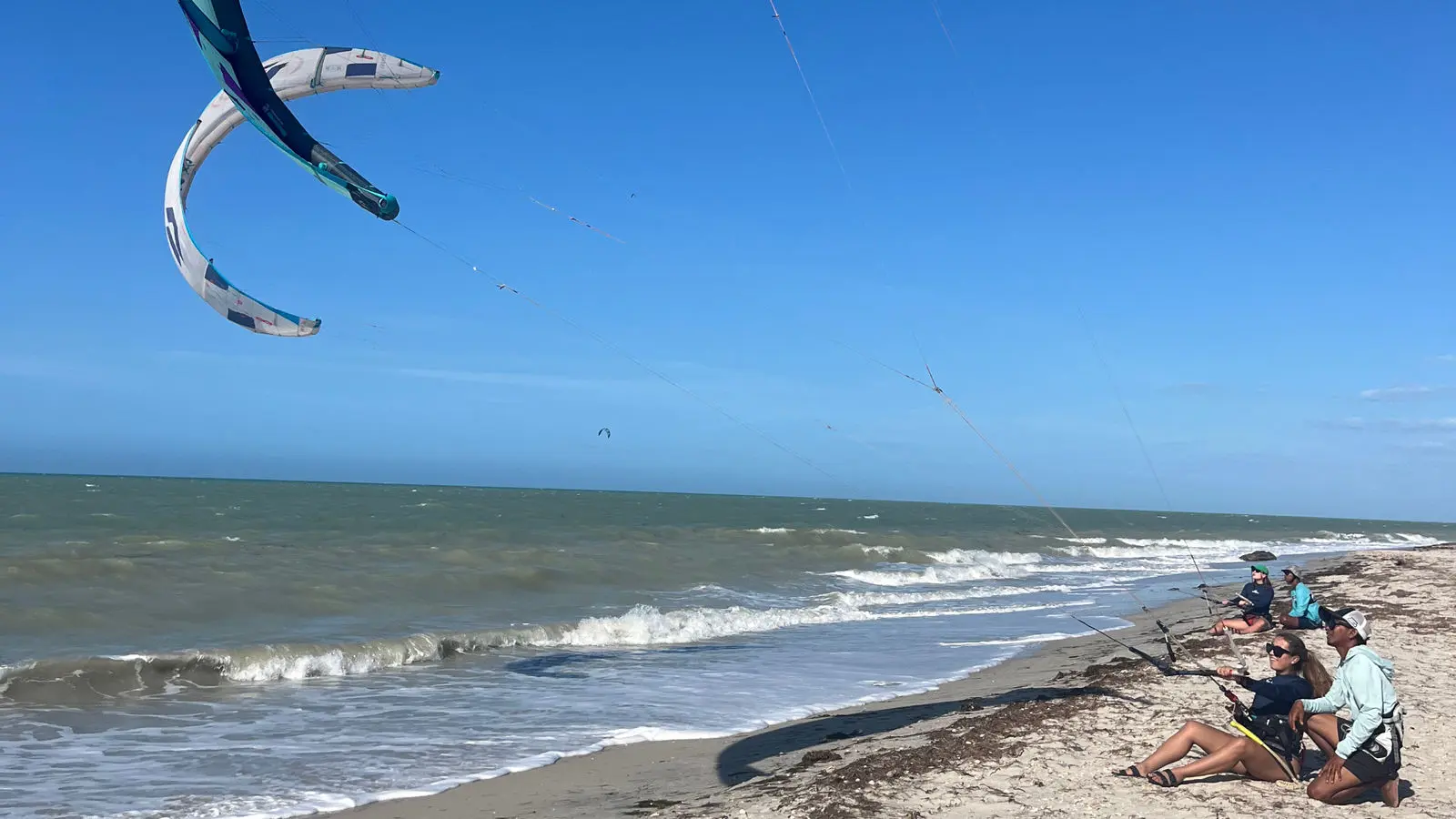 Wide view of Mayapo beach and kites in La Guajira